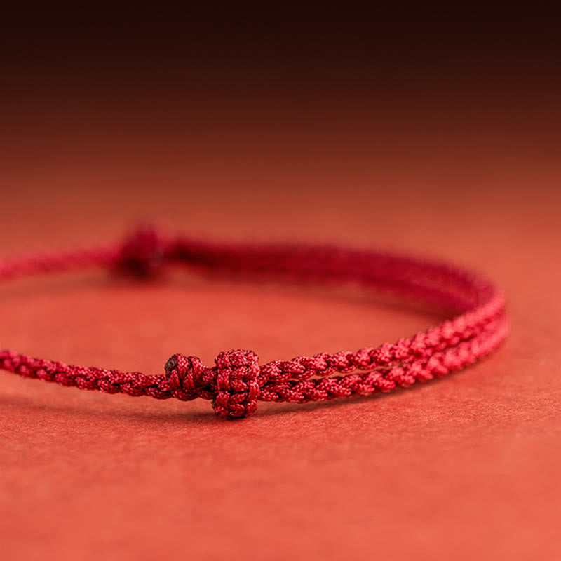 Bracelet Fil Rouge en Argent Sterling 925 avec Symbole Fu (福)