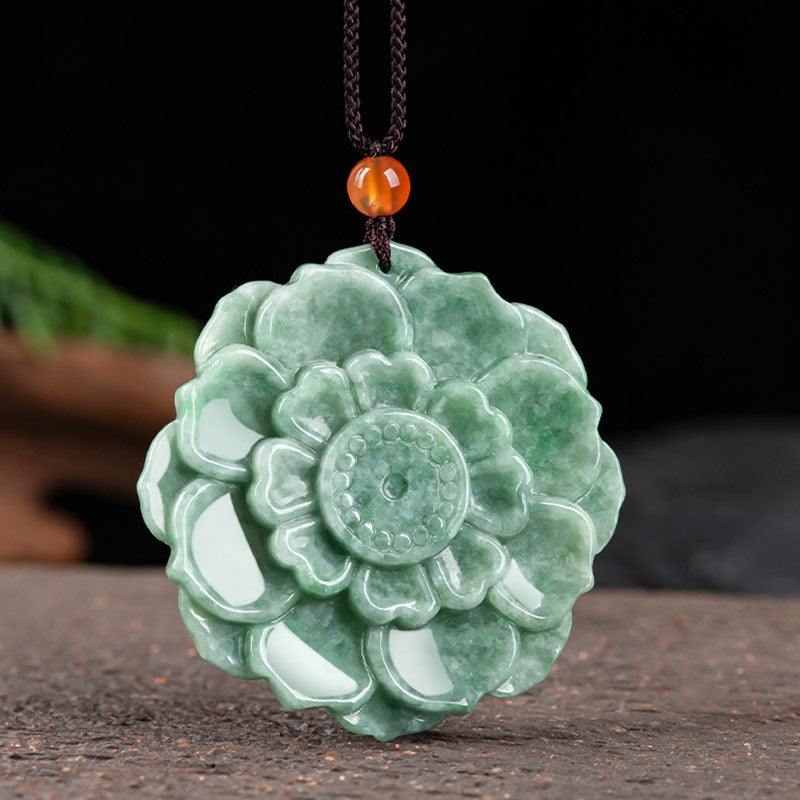 Collier en Jade Naturel avec Pendentif Éléphant en Argent Sterling 925