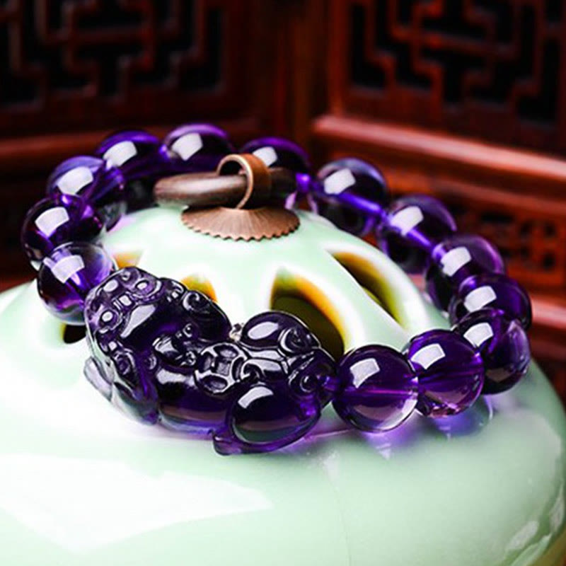 Bracelet Améthyste & Pi Xiu – Perles 10 / 12 / 14 mm