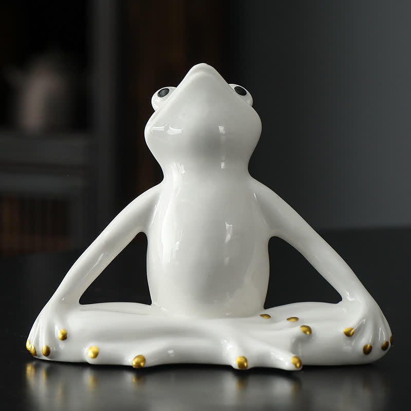 Statue décorative en céramique représentant une grenouille zen en méditation
