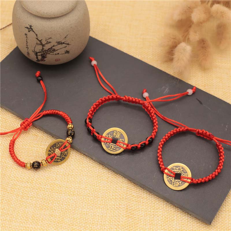 Bracelet Fil Rouge avec Pièce de Cuivre – Protection & Prospérité