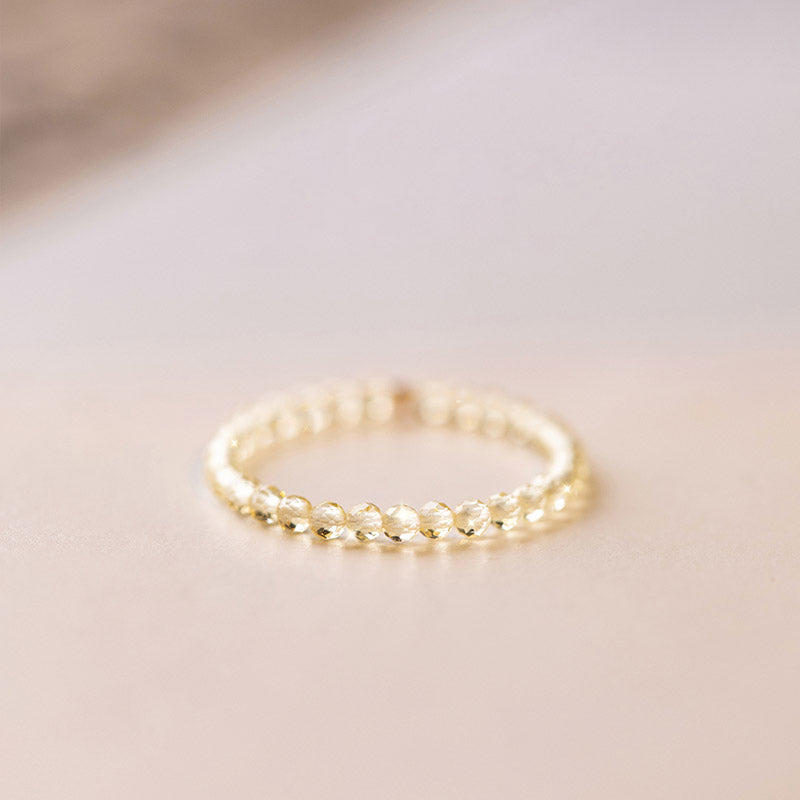 Bague Prospérité en Citrine Naturelle – Plaqué Or 14 Carats – Anneau Lumineux Unisexe
