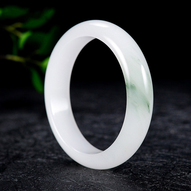 Bracelet Jonc Porte-Bonheur en Jade Naturel Véritable