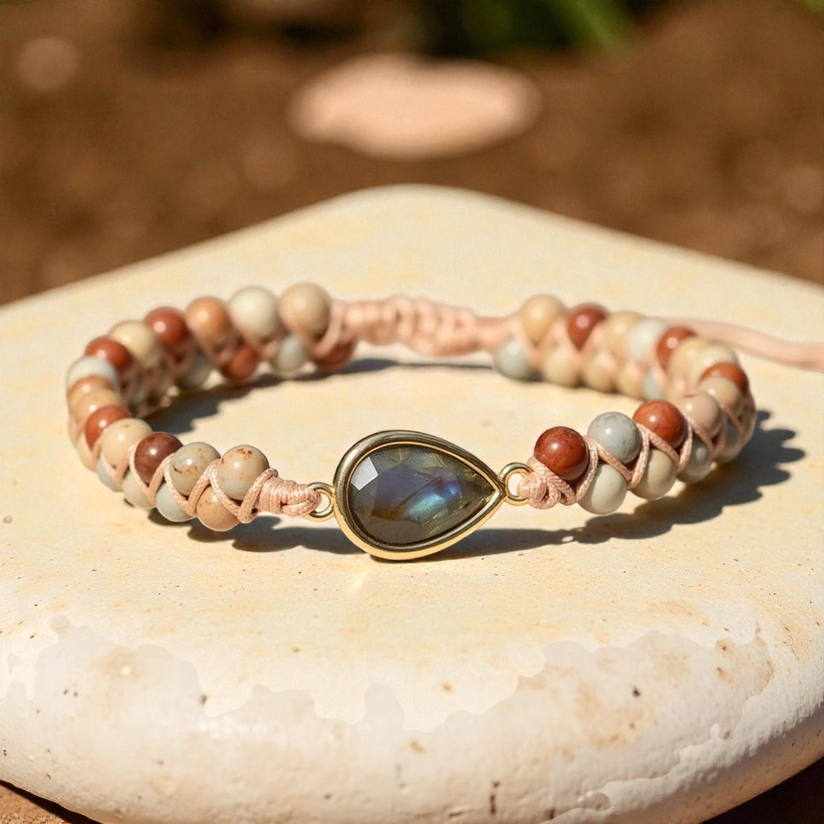 Bracelet Tressé Audace en Jaspe & Labradorite