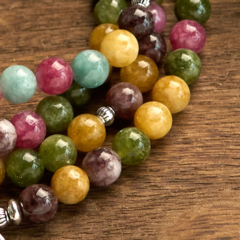 Bracelet Mala Sagesse Lotus en Tourmaline Naturelle – 108 Perles – Bracelet Spirituel Unisexe