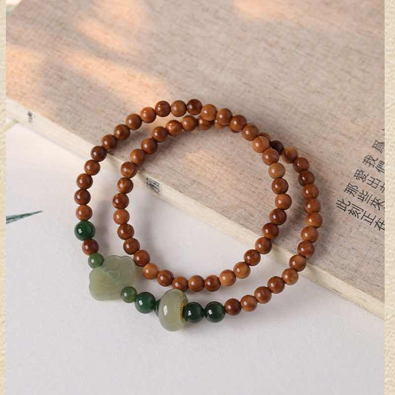 Bracelet Dalagan Sculpté – Bois d’Agar de Kalimantan & Pierres Naturelles