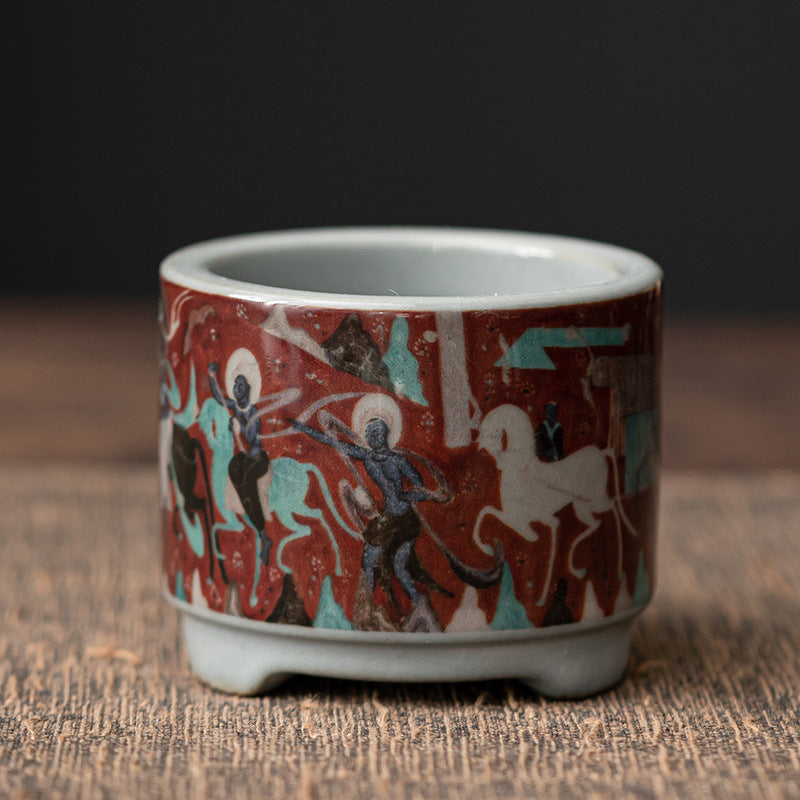 Porte-Encens Zen en Céramique – Série Bateau Lotus & Pêcheur (6 cm)