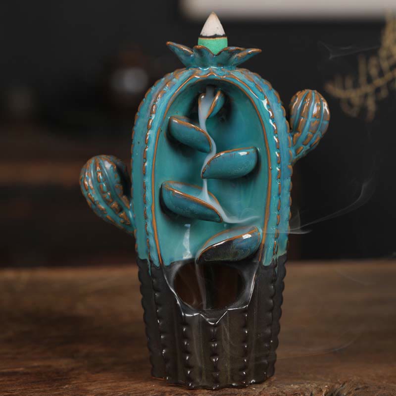 Porte-Encens Cactus à Reflux en Céramique 12,5 cm Relaxation