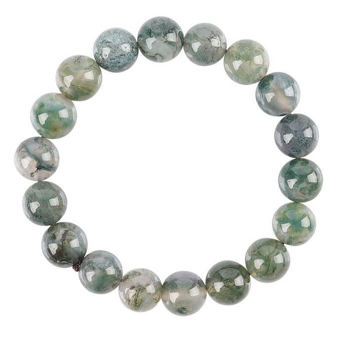 Bracelet en Agate Mousse Naturelle – Harmonie & Ancrage – Perles 10 mm
