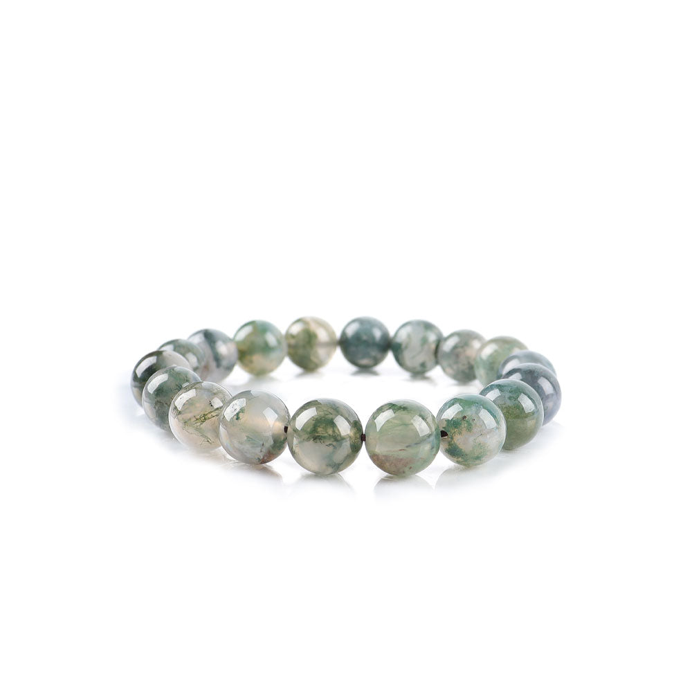 Bracelet en Agate Mousse Naturelle – Harmonie & Ancrage – Perles 10 mm