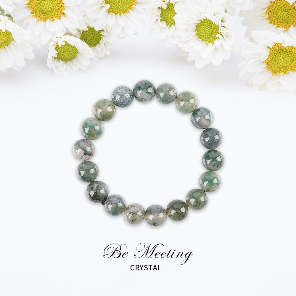 Bracelet en Agate Mousse Naturelle – Harmonie & Ancrage – Perles 10 mm
