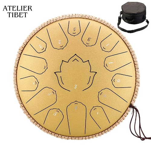 Tongue Drum « Lotus » – 15 notes, acier, instrument de percussion méditatif
