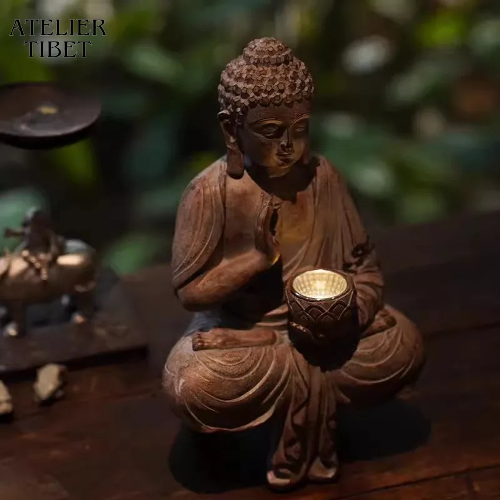 Statue Bouddha Solaire en Résine – Décoration Zen Intérieur / Extérieur