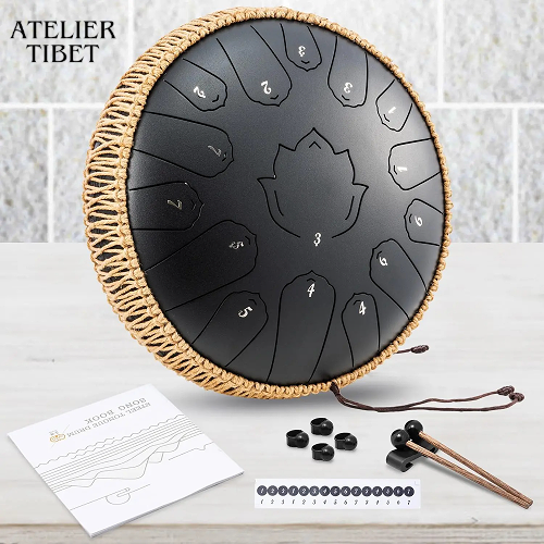 Tongue Drum « Lotus » – 15 notes, acier, instrument de percussion méditatif