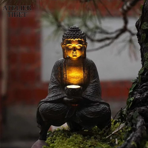 Statue Bouddha Solaire en Résine – Décoration Zen Intérieur / Extérieur