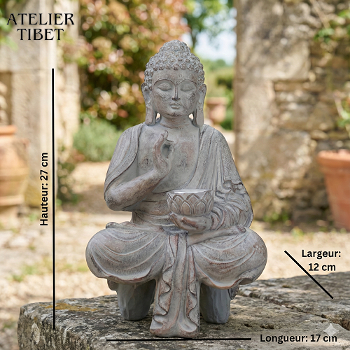 Statue Bouddha Solaire en Résine – Décoration Zen Intérieur / Extérieur