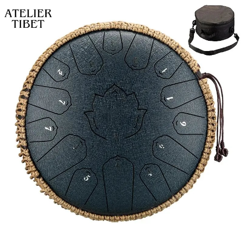 Tongue Drum « Lotus » – 15 notes, acier, instrument de percussion méditatif