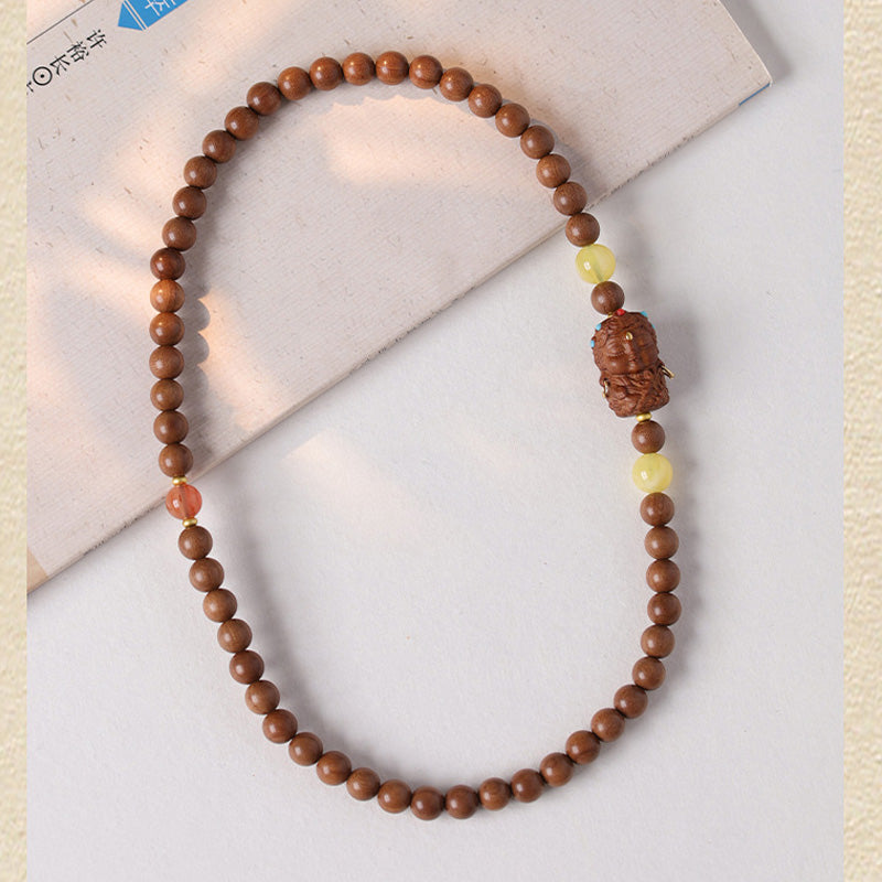 Bracelet Dalagan Sculpté – Bois d’Agar de Kalimantan & Pierres Naturelles