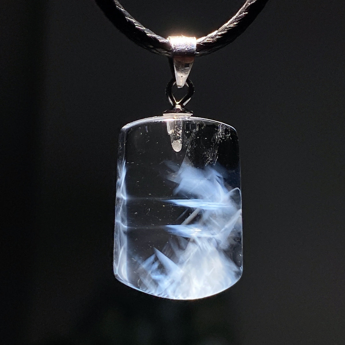 Pendentif Quartz Aiguille Bleu Naturel & Argent 925