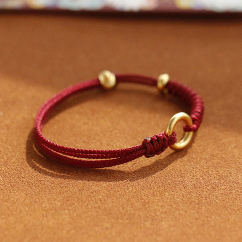 Bracelet Fil Rouge Ajustable avec Boucle de Paix, Protection & Chance