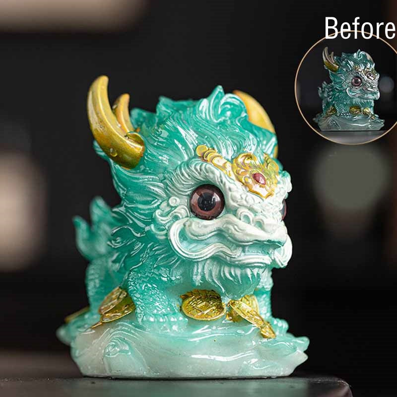 Pierres changeantes de couleur, petite figurine en résine Kirin pour décoration de maison