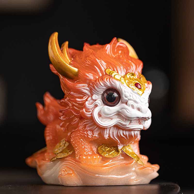 Pierres changeantes de couleur, petite figurine en résine Kirin pour décoration de maison