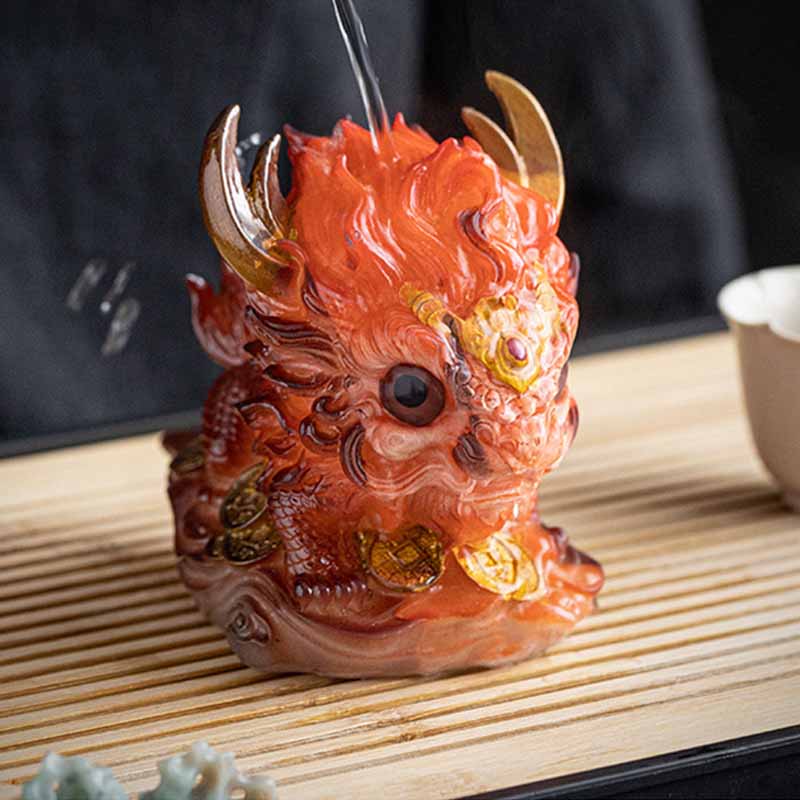 Pierres changeantes de couleur, petite figurine en résine Kirin pour décoration de maison