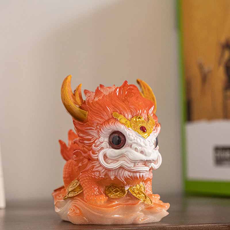 Pierres changeantes de couleur, petite figurine en résine Kirin pour décoration de maison