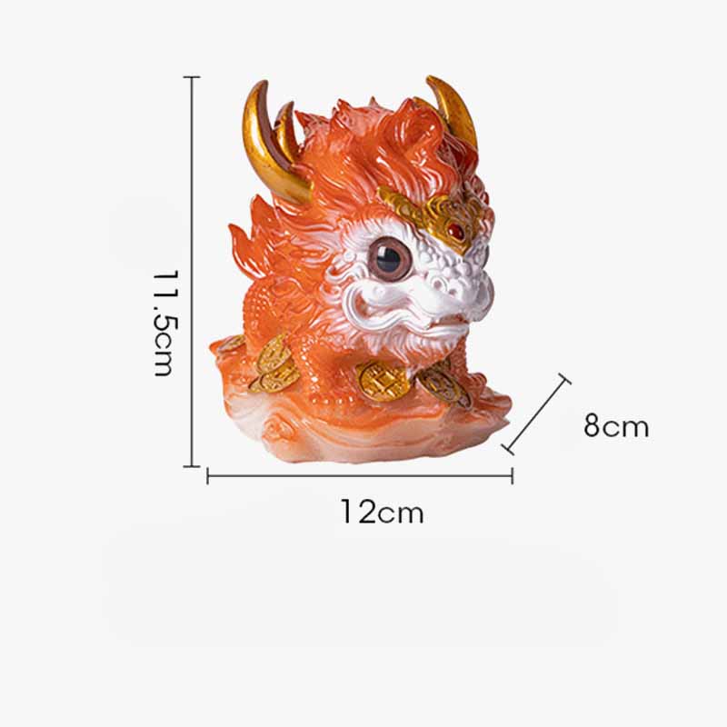 Pierres changeantes de couleur, petite figurine en résine Kirin pour décoration de maison