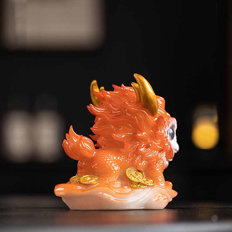 Pierres changeantes de couleur, petite figurine en résine Kirin pour décoration de maison