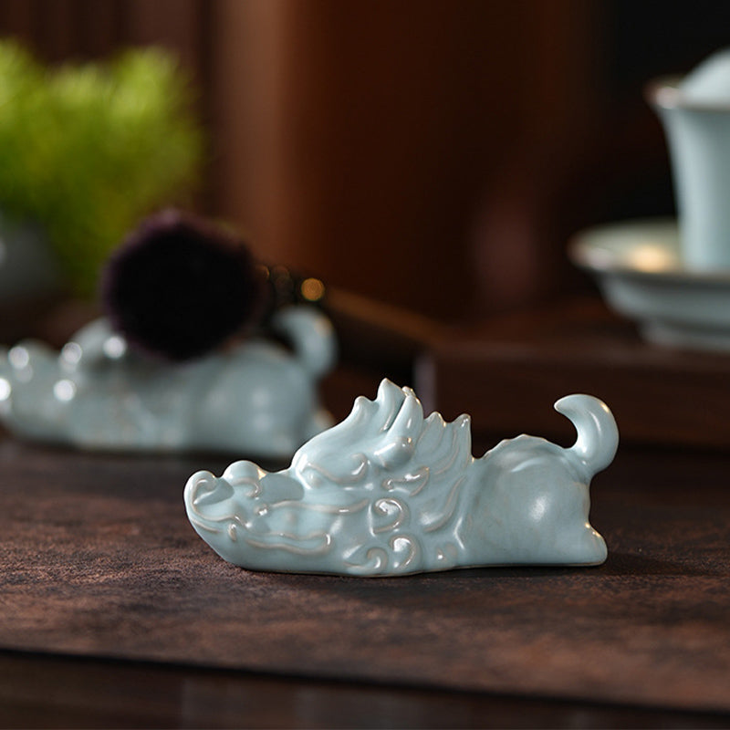 Année du Dragon Chance Thé en céramique Figurine pour animaux de compagnie Décoration de la maison