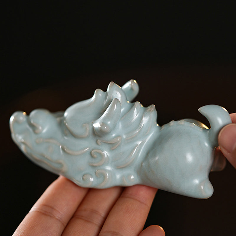 Année du Dragon Chance Thé en céramique Figurine pour animaux de compagnie Décoration de la maison
