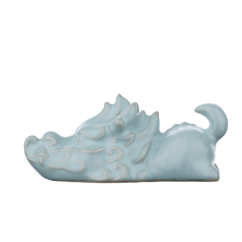 Année du Dragon Chance Thé en céramique Figurine pour animaux de compagnie Décoration de la maison