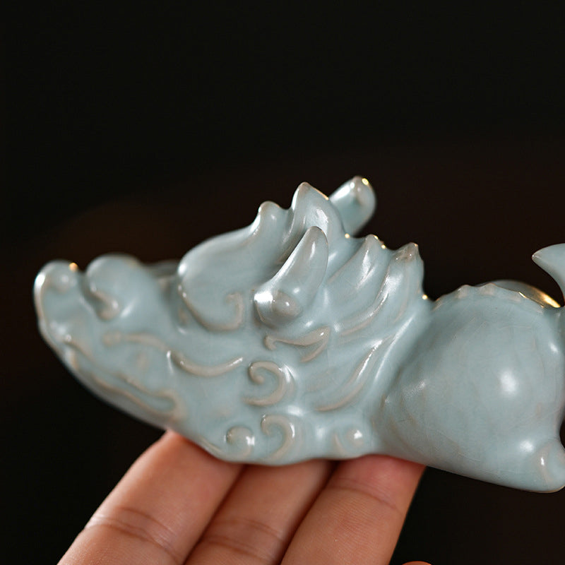 Année du Dragon Chance Thé en céramique Figurine pour animaux de compagnie Décoration de la maison