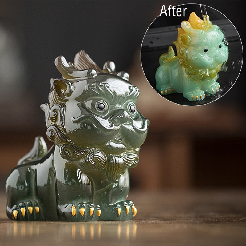 Pierres changeantes de couleur, petite figurine en résine PiXiu pour thé, animal de compagnie, richesse, décoration de la maison