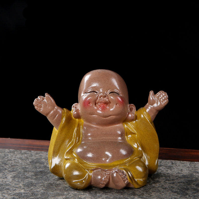 changeantes de couleur Bouddha rieur résine thé animal de compagnie richesse maison figurine décoration