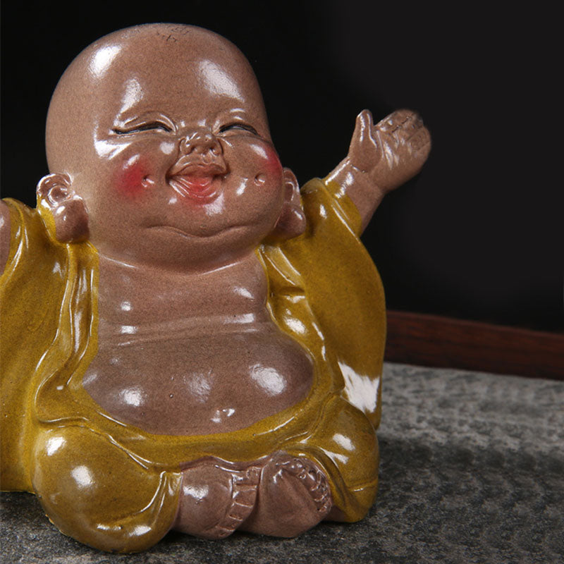 changeantes de couleur Bouddha rieur résine thé animal de compagnie richesse maison figurine décoration