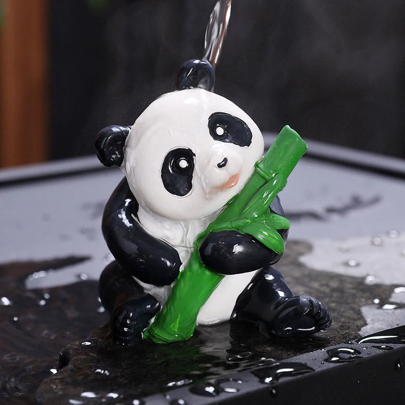 Pierres changeantes de couleur, petit panda mignon, bambou, thé, animal de compagnie, résine, figurine décorative pour la maison