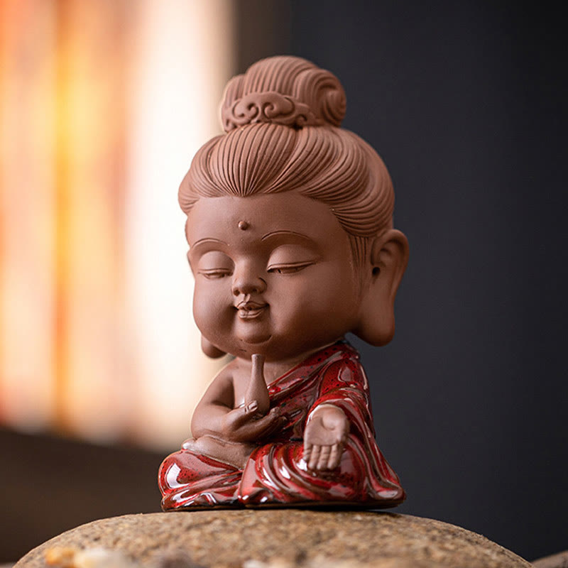 Mini Gautama bouddha Sakyamuni Kwan Yin Avalokitesvara Ksitigarbha sérénité décoration de bureau en céramique