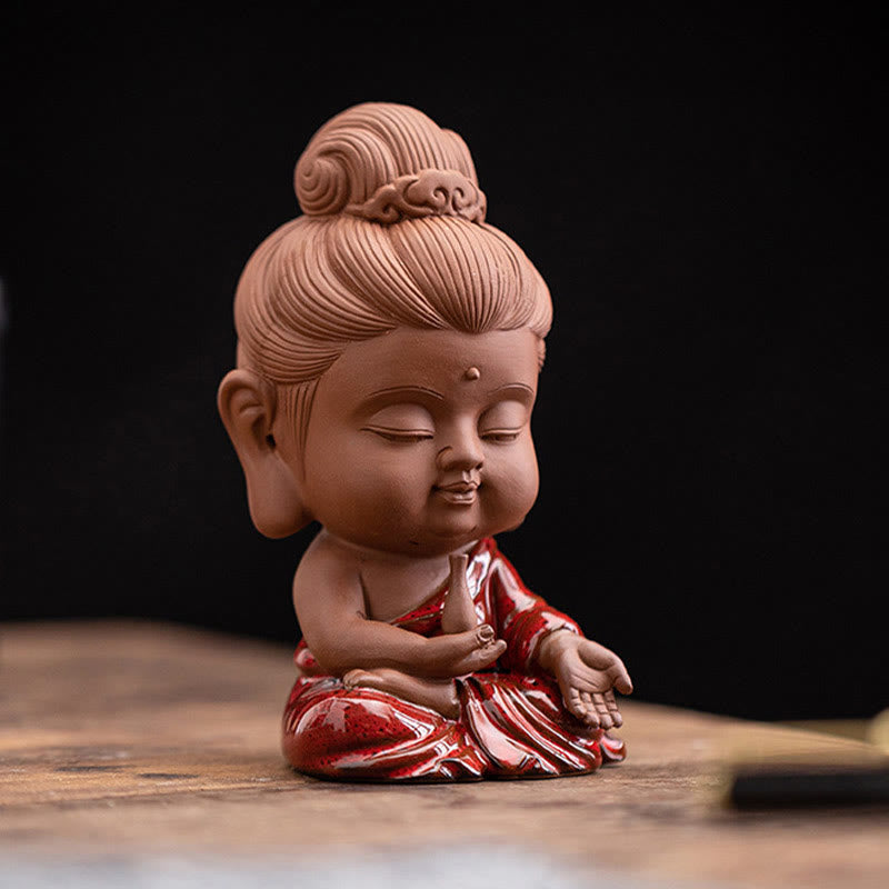Mini Gautama bouddha Sakyamuni Kwan Yin Avalokitesvara Ksitigarbha sérénité décoration de bureau en céramique