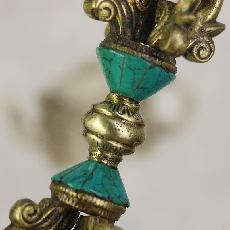 Vajra Dorje Tibétain en Cuivre Cinq Branches Fait Main | Outil Spirituel de Méditation