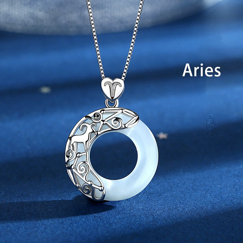 Collier Zodiaque Œil de Chat Bleu en Argent Sterling 925 – Pendentif Astrologique Unisexe