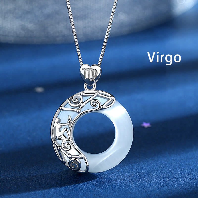 Collier Zodiaque Œil de Chat Bleu en Argent Sterling 925 – Pendentif Astrologique Unisexe