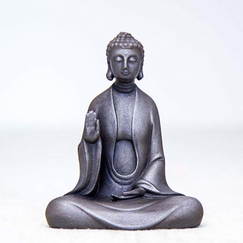 Statue Bouddha Méditation en Poudre de Fer | Sculpture 12 cm Effet Rouille