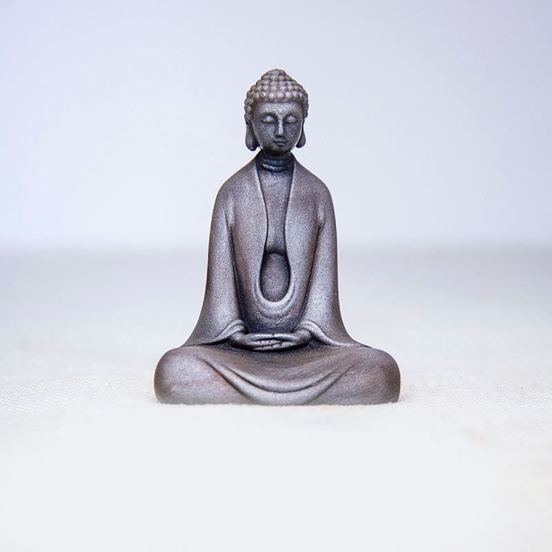 Statue Bouddha Méditation en Poudre de Fer | Sculpture 12 cm Effet Rouille