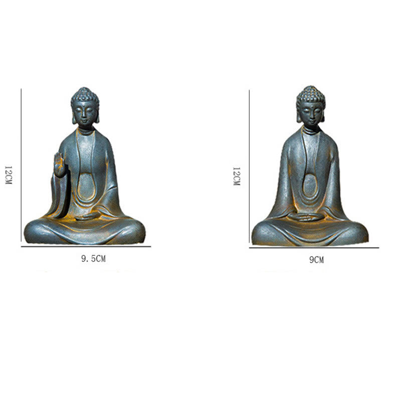 Statue Bouddha Méditation en Poudre de Fer | Sculpture 12 cm Effet Rouille
