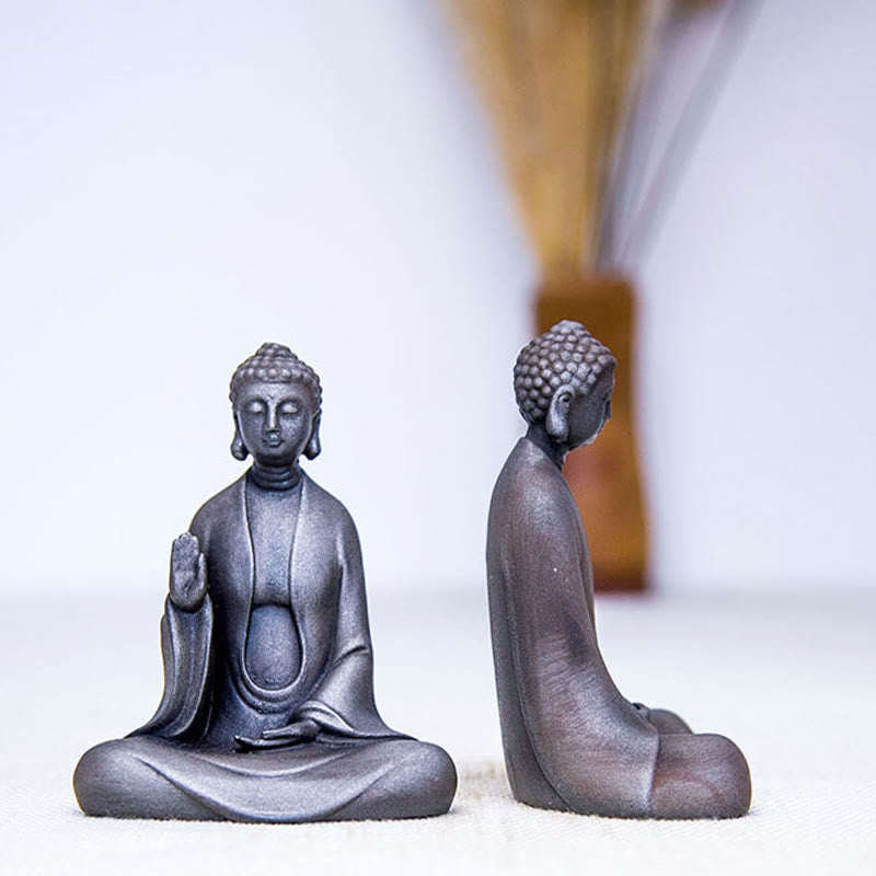 Statue Bouddha Méditation en Poudre de Fer | Sculpture 12 cm Effet Rouille