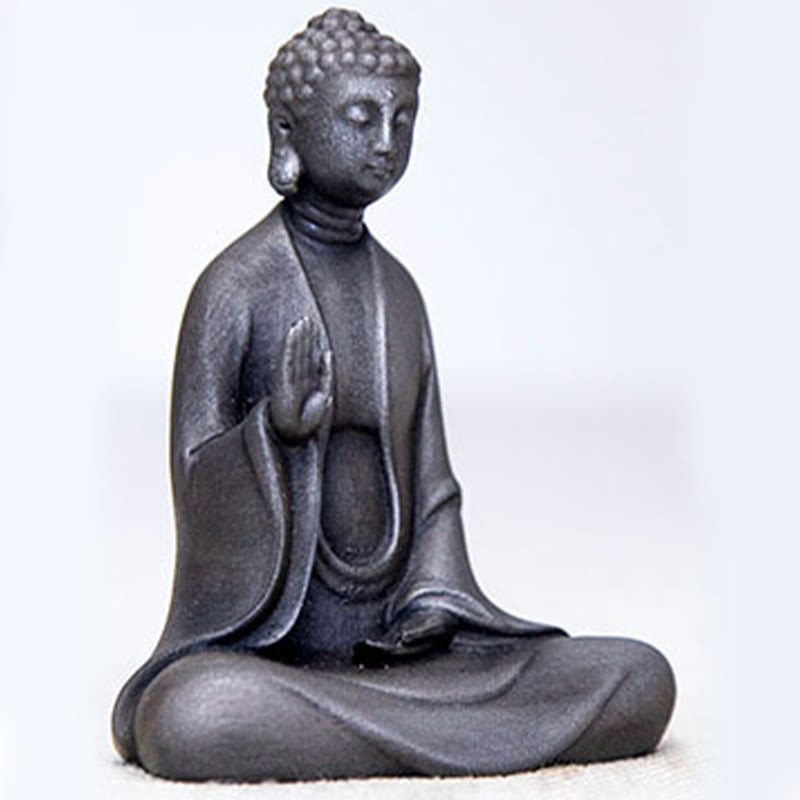 Statue Bouddha Méditation en Poudre de Fer | Sculpture 12 cm Effet Rouille