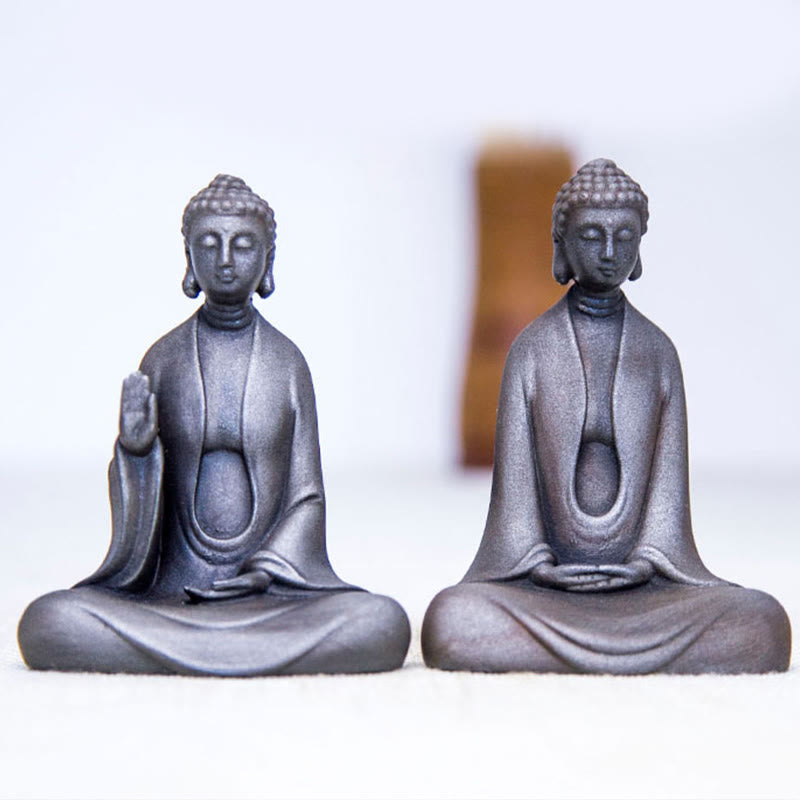 Statue Bouddha Méditation en Poudre de Fer | Sculpture 12 cm Effet Rouille