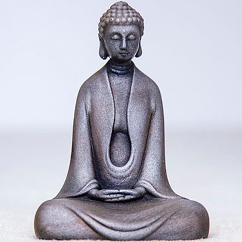Statue Bouddha Méditation en Poudre de Fer | Sculpture 12 cm Effet Rouille